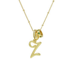 18K Gold Electroplated High-Polish Cursive Handwriting 26 English Letter Initial letter Pendant Necklace