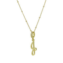 18K Gold Electroplated High-Polished Cursive 26 English Letters initial letter Pendant Necklace