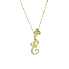 18K Gold Electroplated High-Polish Cursive Handwriting 26 English Letter Initial letter Pendant Necklace