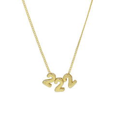 Hot-Selling 18K Gold-Plated copper High-Polish Lucky Number Angel Number Pendant Necklace