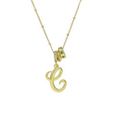 18K Gold Electroplated High-Polish Cursive Handwriting 26 English Letter Initial letter Pendant Necklace