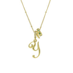 18K Gold Electroplated High-Polish Cursive Handwriting 26 English Letter Initial letter Pendant Necklace