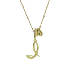 18K Gold Electroplated High-Polish Cursive Handwriting 26 English Letter Initial letter Pendant Necklace