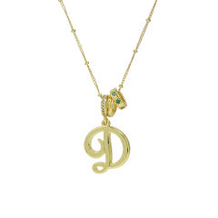 18K Gold Electroplated High-Polish Cursive Handwriting 26 English Letter Initial letter Pendant Necklace