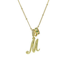 18K Gold Electroplated High-Polish Cursive Handwriting 26 English Letter Initial letter Pendant Necklace