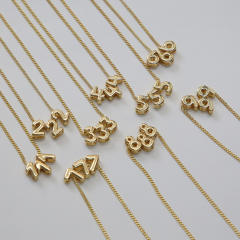 Hot-Selling 18K Gold-Plated copper High-Polish Lucky Number Angel Number Pendant Necklace