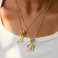 18K Gold Electroplated High-Polish Cursive Handwriting 26 English Letter Initial letter Pendant Necklace