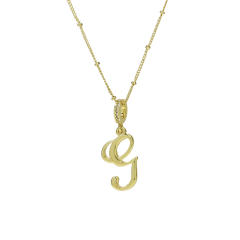 18K Gold Electroplated High-Polished Cursive 26 English Letters initial letter Pendant Necklace