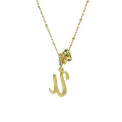 18K Gold Electroplated High-Polish Cursive Handwriting 26 English Letter Initial letter Pendant Necklace
