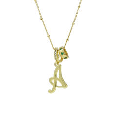 18K Gold Electroplated High-Polish Cursive Handwriting 26 English Letter Initial letter Pendant Necklace