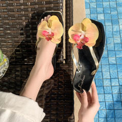 French Style Gentle Fairy Sandals Slippers Women's Summer Phalaenopsis Seaside Holiday Flip-Flops