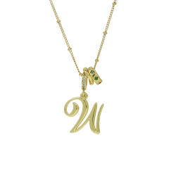 18K Gold Electroplated High-Polish Cursive Handwriting 26 English Letter Initial letter Pendant Necklace