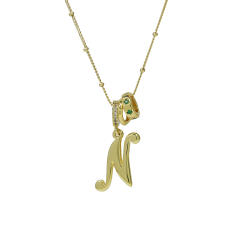 18K Gold Electroplated High-Polish Cursive Handwriting 26 English Letter Initial letter Pendant Necklace
