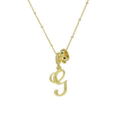 18K Gold Electroplated High-Polish Cursive Handwriting 26 English Letter Initial letter Pendant Necklace
