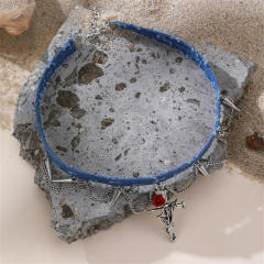Heavy Industries Blue Denim Beaded Necklace Women's chocker Necklace