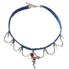 Heavy Industries Blue Denim Beaded Necklace Women's chocker Necklace