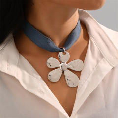 Heavy Industries Blue Denim Beaded Necklace Women's chocker Necklace