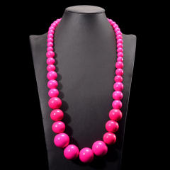Exaggerated colorful wooden bead necklace Bohemian retro fashion handmade beaded necklace for women