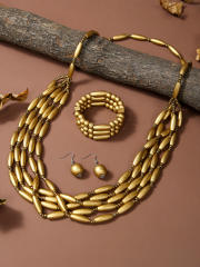 Exaggerated Multi-Color Wooden Bead Earrings Necklace Set Bohemian Handmade Beaded Necklace suit