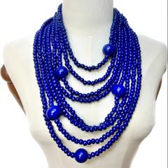 New Style Exaggerated Round Wooden Beads Multi-Layer long necklace sweater necklace
