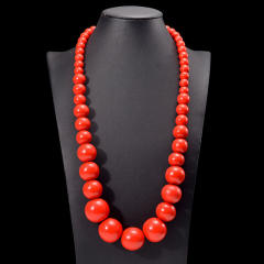 Exaggerated colorful wooden bead necklace Bohemian retro fashion handmade beaded necklace for women