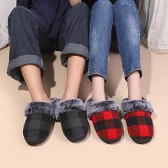 New Plaid fluffy slippers winter comfortable warm non-slip cotton slippers wholesale