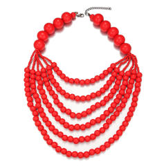 Ethnic-style wooden beads exaggerated necklace multilayer sweater chain necklace