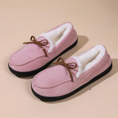Women's Warm Casual Bean Shoes Women's Bow Round Head All-inclusive Household Wearing Cotton Shoes