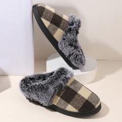 New Plaid fluffy slippers winter comfortable warm non-slip cotton slippers wholesale