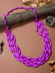 Exaggerated Multi-Color Wooden Bead Earrings Necklace Set Bohemian Handmade Beaded Necklace suit