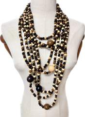 New Style Exaggerated Round Wooden Beads Multi-Layer long necklace sweater necklace