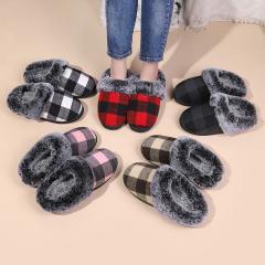 New Plaid fluffy slippers winter comfortable warm non-slip cotton slippers wholesale
