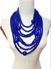 New Style Exaggerated Round Wooden Beads Multi-Layer long necklace sweater necklace