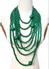 New Style Exaggerated Round Wooden Beads Multi-Layer long necklace sweater necklace