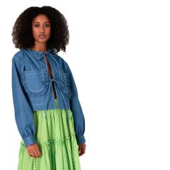Denim Jacket for Women Autumn Winter New Street Trendy Long-Sleeved Lace-Up Loose Jacket
