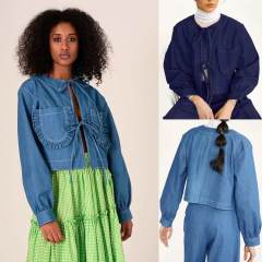 Denim Jacket for Women Autumn Winter New Street Trendy Long-Sleeved Lace-Up Loose Jacket