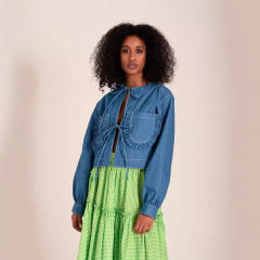 Denim Jacket for Women Autumn Winter New Street Trendy Long-Sleeved Lace-Up Loose Jacket