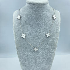 13MM stainless steel 5 flower double-sided shellfish star grain clover necklace