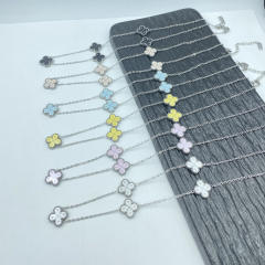 13MM stainless steel 5 flower double-sided shellfish star grain clover necklace