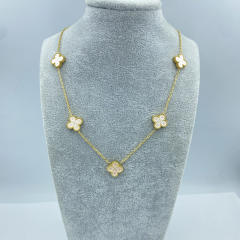 13MM stainless steel 5 flower double-sided shellfish star grain clover necklace
