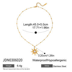 Holiday opal stone statement sun design stainless steel necklace earrings suit