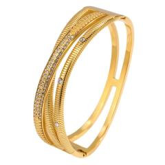 18KG unique cross shape rhinestone stainless steel bangle bracelet