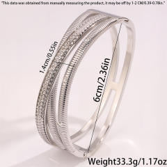 18KG unique cross shape rhinestone stainless steel bangle bracelet