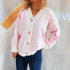 Autumn Winter New Style Spliced Bow Casual Fashion Knitted Tops Chic Sweet Women's Cardigans