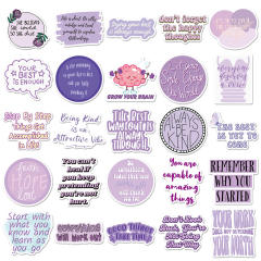 50pcs purple inspirational English stickers positive energy short sentence sticker