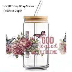 Hot UV Transfer Sticker Glass Crystal Label Crystal Sticker 16oz Glass Cup Waterproof Scratch-resistant Sticker