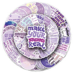 50pcs purple inspirational English stickers positive energy short sentence sticker