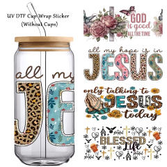 Hot UV Transfer Sticker Glass Crystal Label Crystal Sticker 16oz Glass Cup Waterproof Scratch-resistant Sticker
