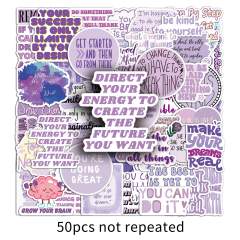 50pcs purple inspirational English stickers positive energy short sentence sticker