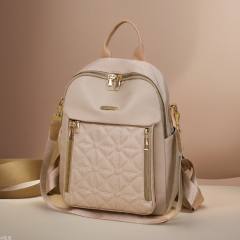 Rhombic Embroidered Thread Backpack Women's All-match Large Capacity Water-repellent Travel Backpack